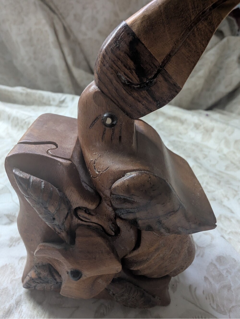 Hand Carved Wooden Bird Puzzle Box